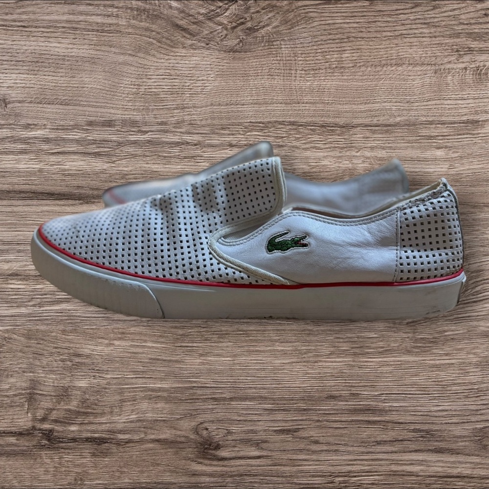 Lacoste Mocassin Perforated White Slip-On Shoes